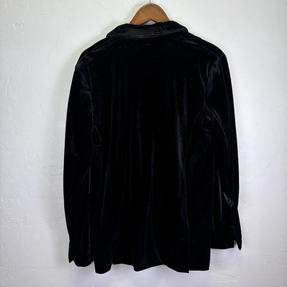 GNW NWT Woman's Velvet Velour Blazer Jacket Size‎ L Black Event Elegant Classy